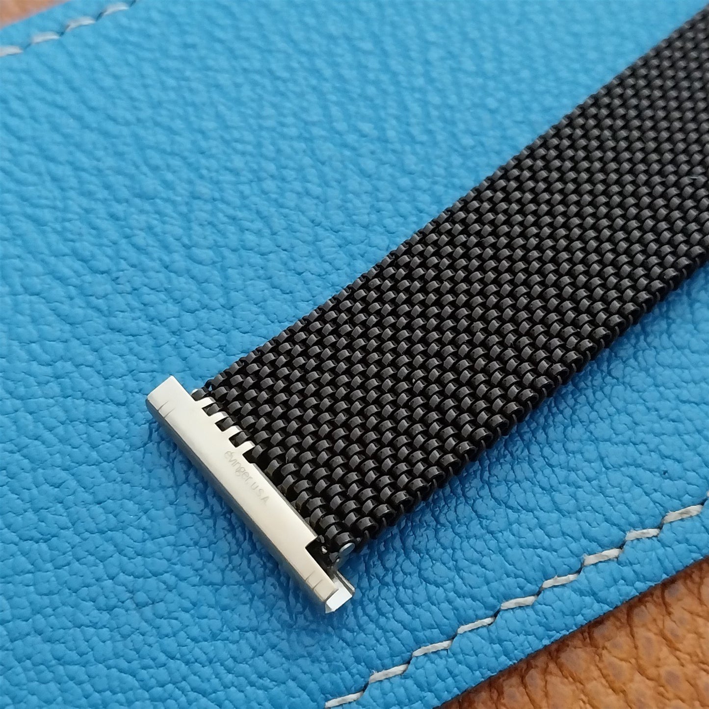 22mm 20mm 19mm Evinger USA Brown & Gold ep Stretch Mesh 1970s Vintage Watch Band