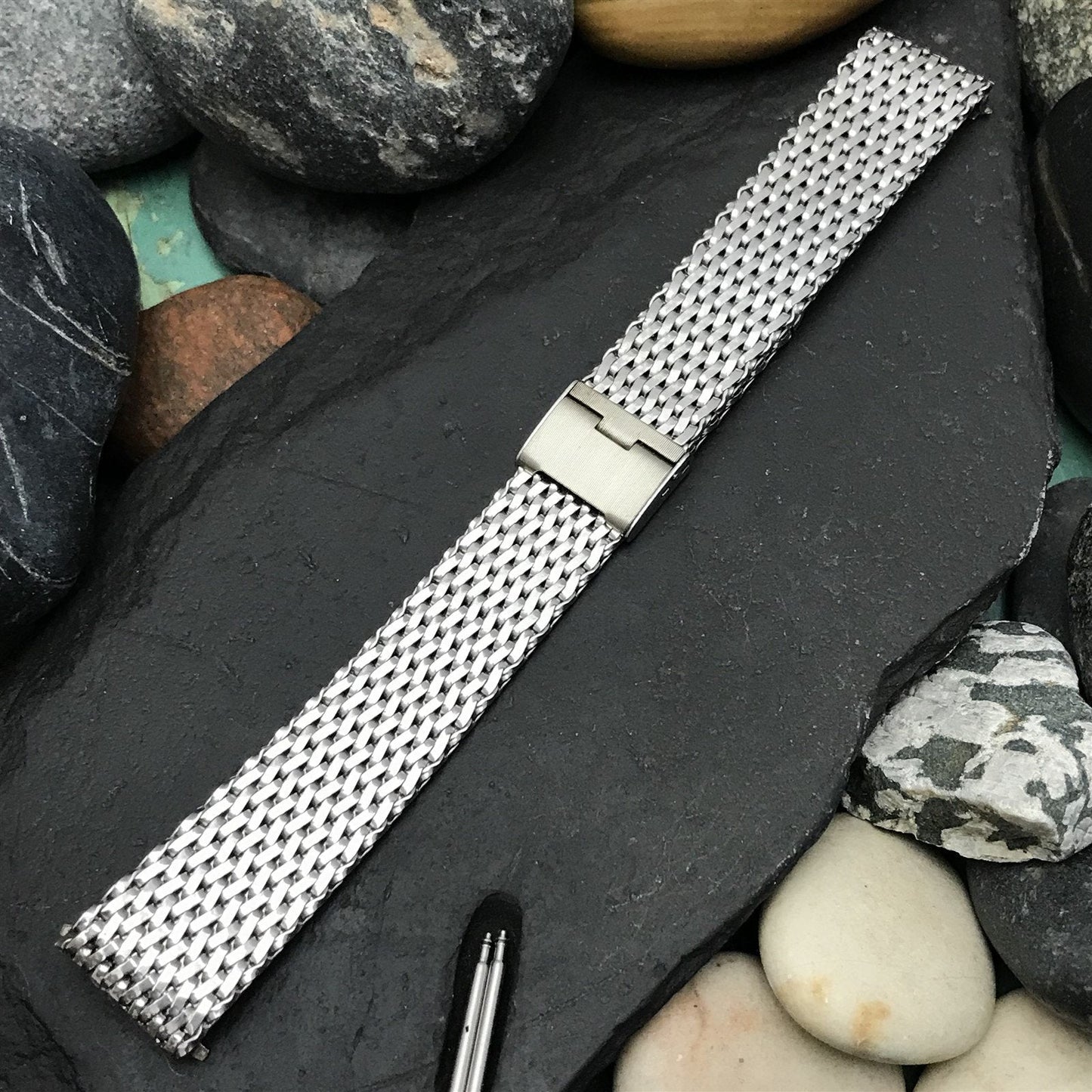 Stainless Steel Mesh USA Made New Old Stock 1960s Vintage Watch Band nos 11/16"