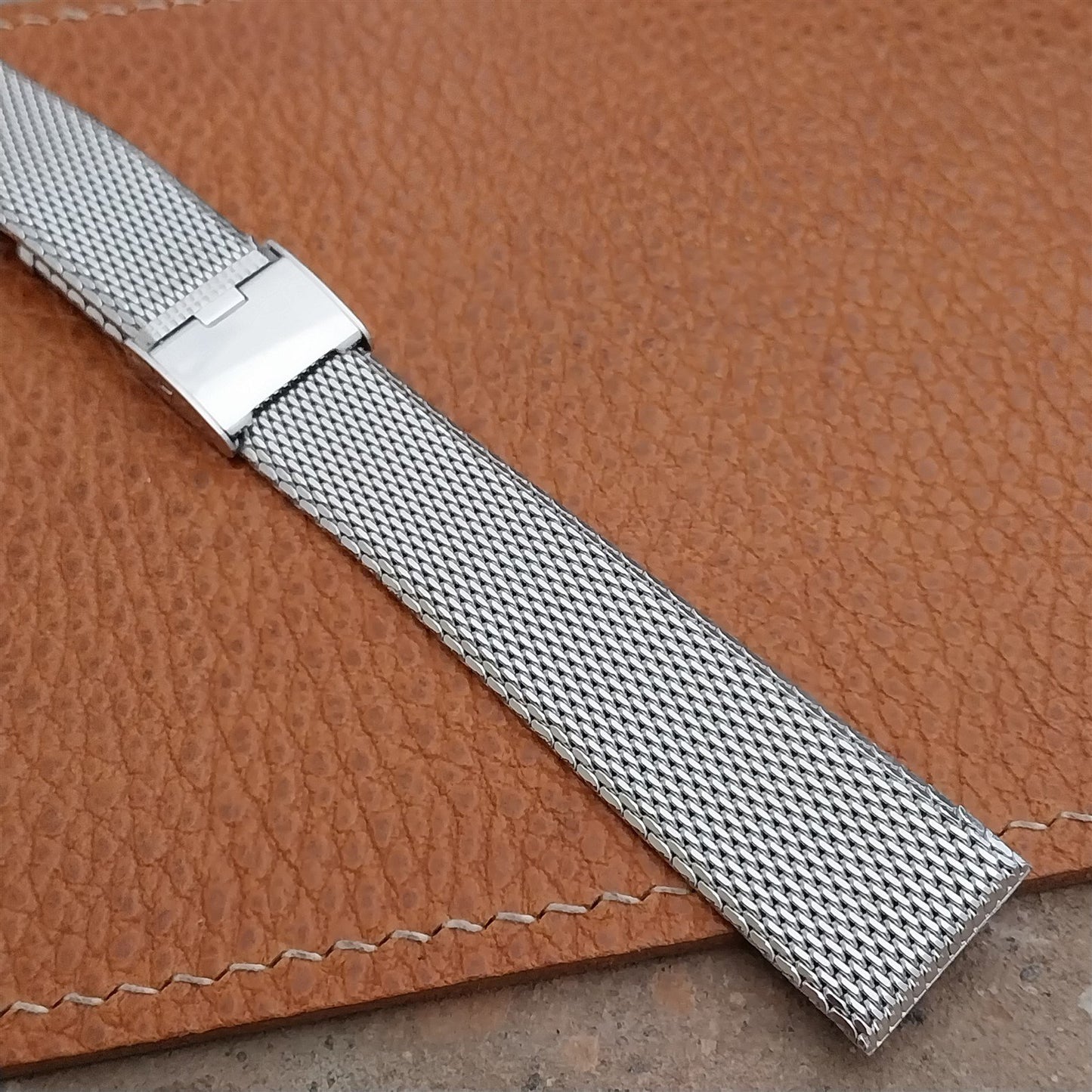 Vintage 17.2mm White Gold-Fill Mesh Speidel Unused nos Classic 1960s Watch Band