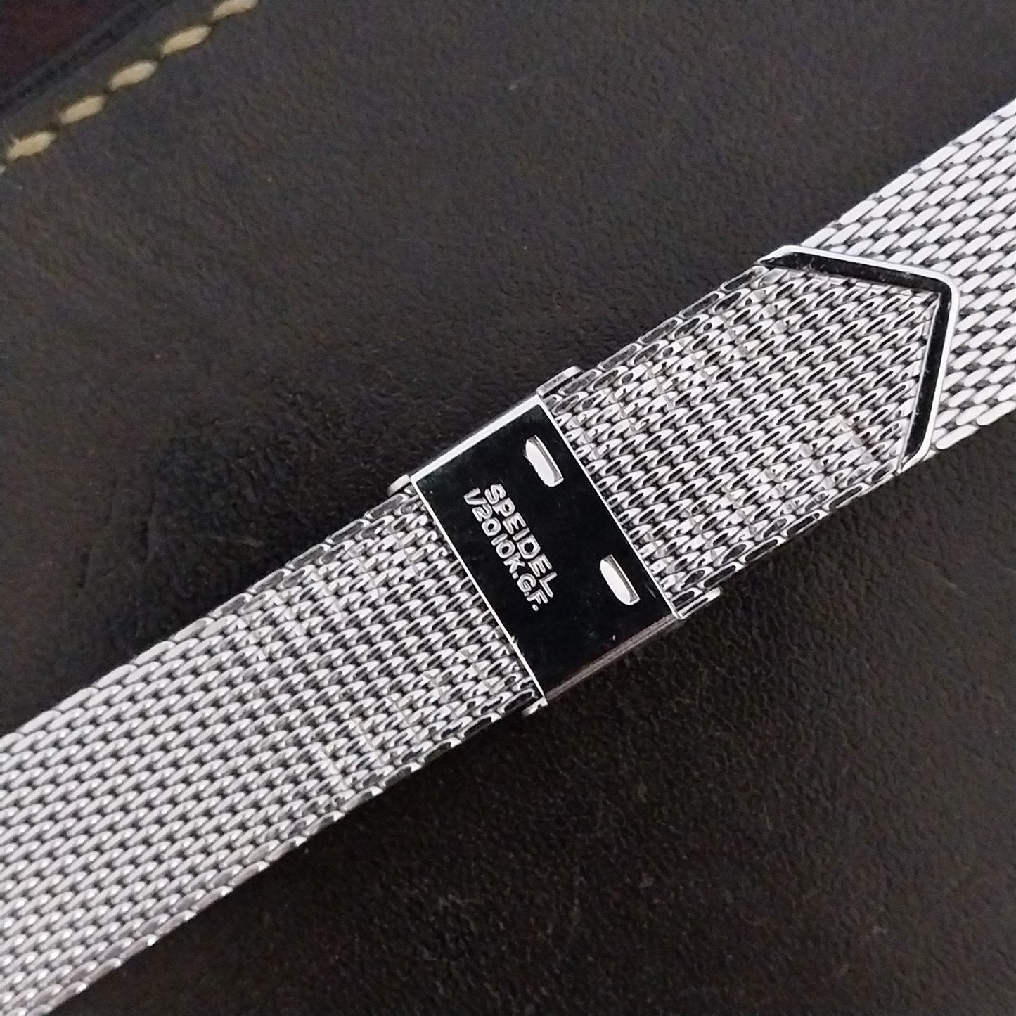 17.2mm White Gold-Filled Mesh Speidel USA Unused nos 1960s Vintage Watch Band