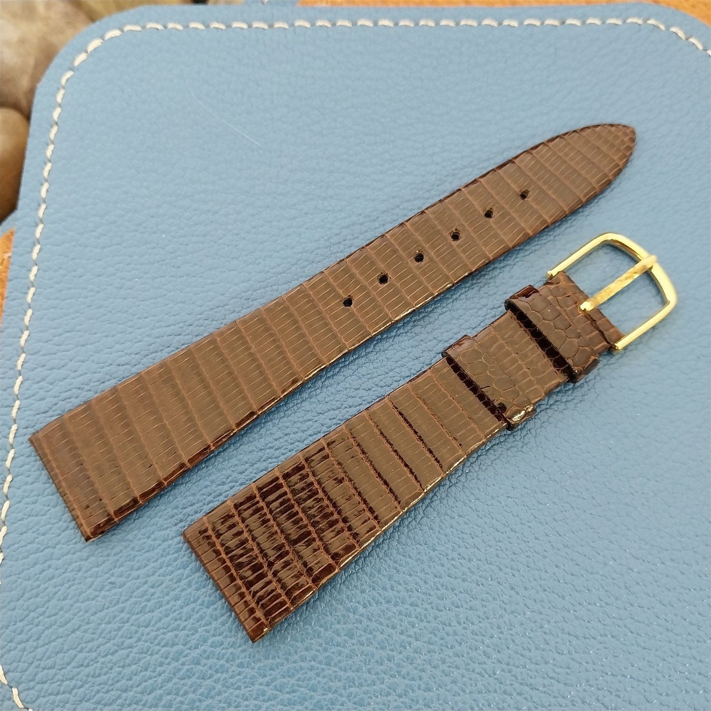 3/4" Hadley Roma Tapered 19/14 Brown Lizard Unused nos Vintage Watch Band