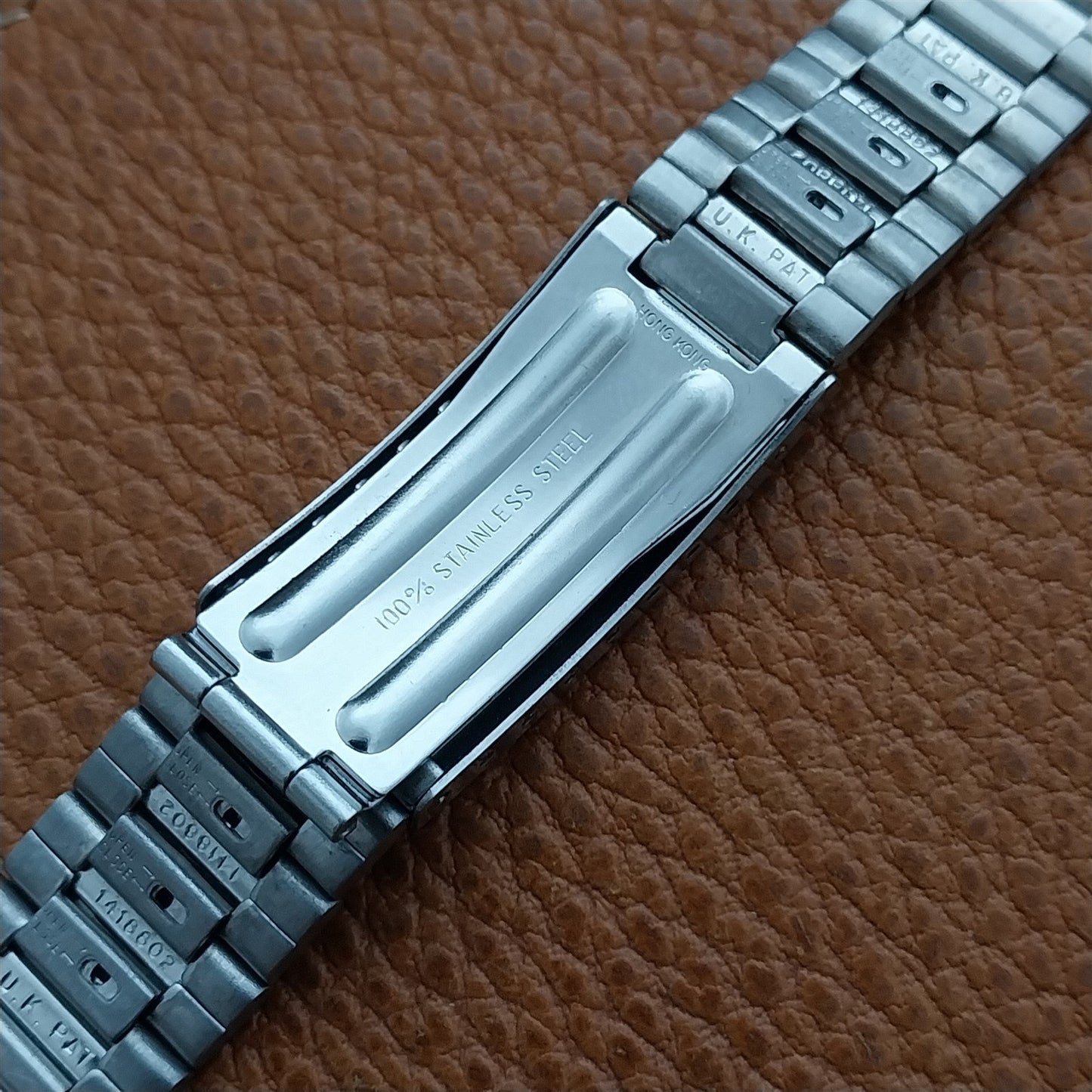 1970s Vintage 19mm Brushed Flared End Stainless Steel Unused Classic Watch Band