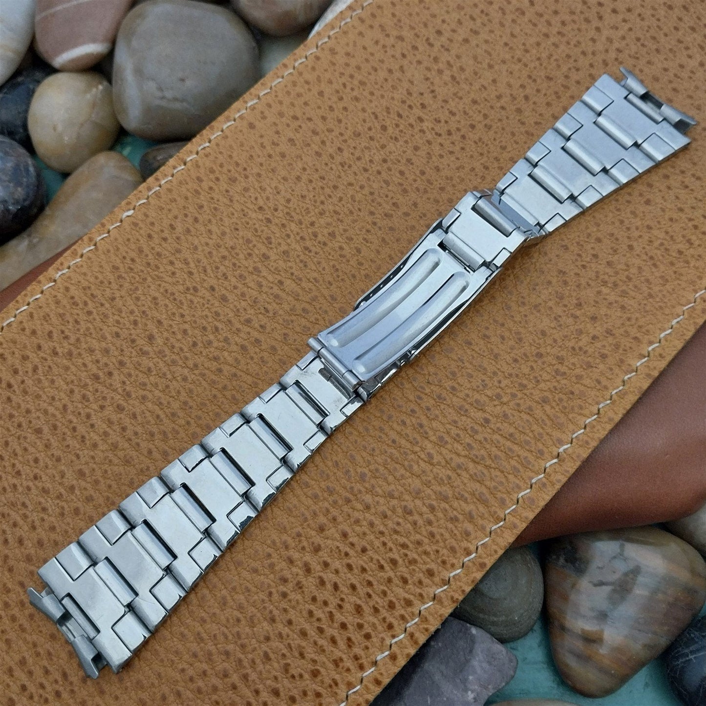 Vintage 19mm Flared 1970s Stainless Steel Baldwin nos Classic Unused Watch Band