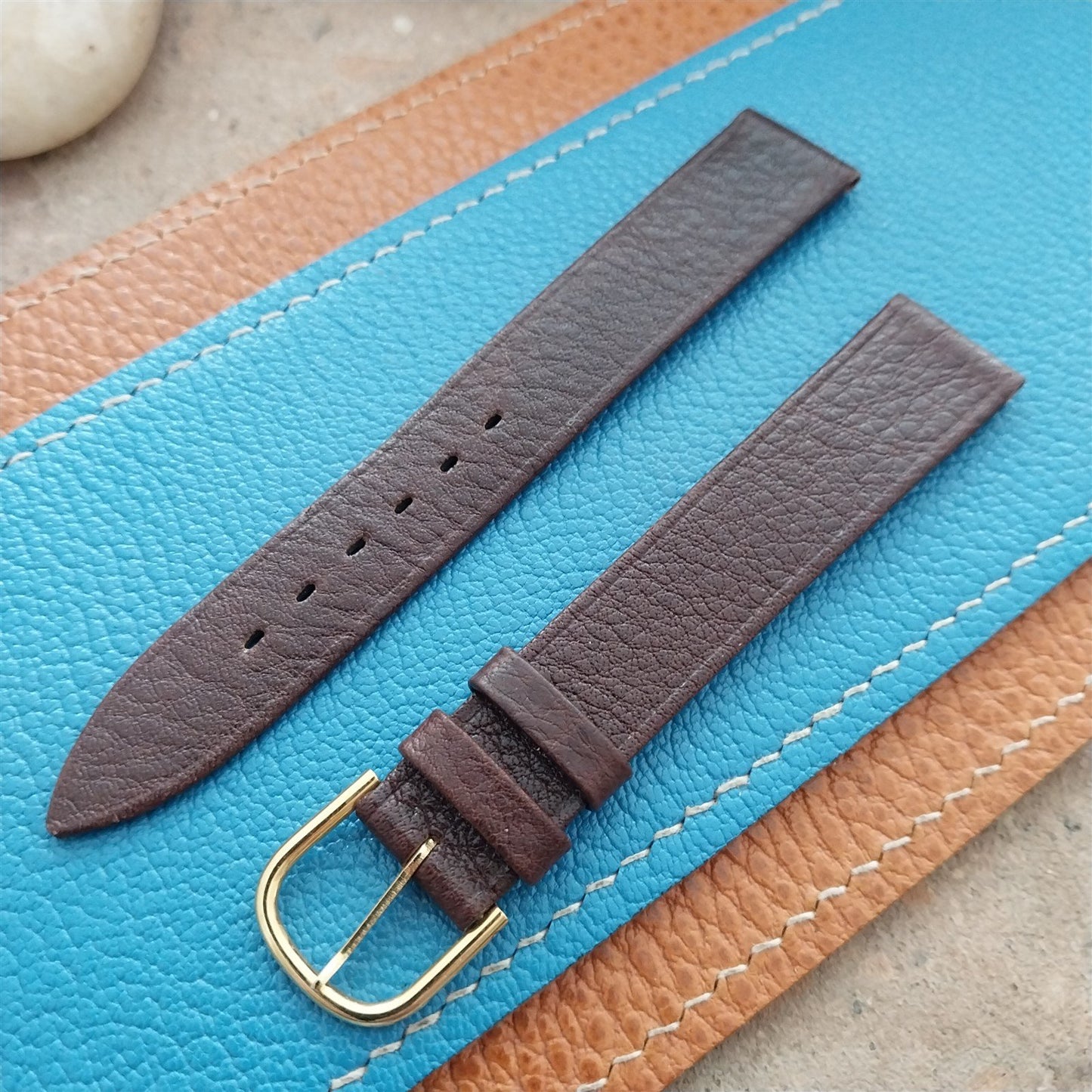Vintage 16mm Hadley Roma France Tapered Leather Unused Classic Watch Strap
