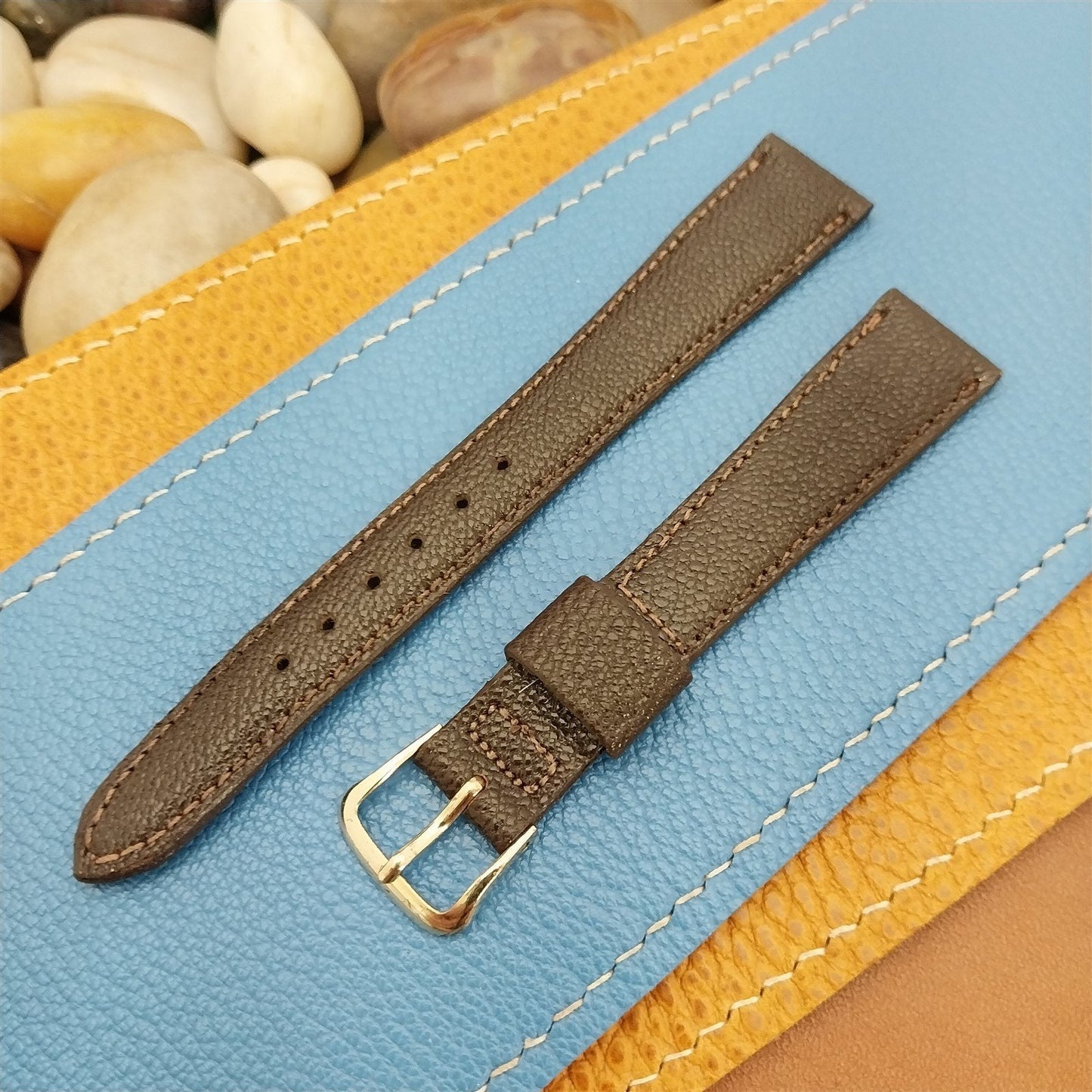 16mm 5/8" JB Champion USA Morocco Leather nos 1960s Vintage Watch Band