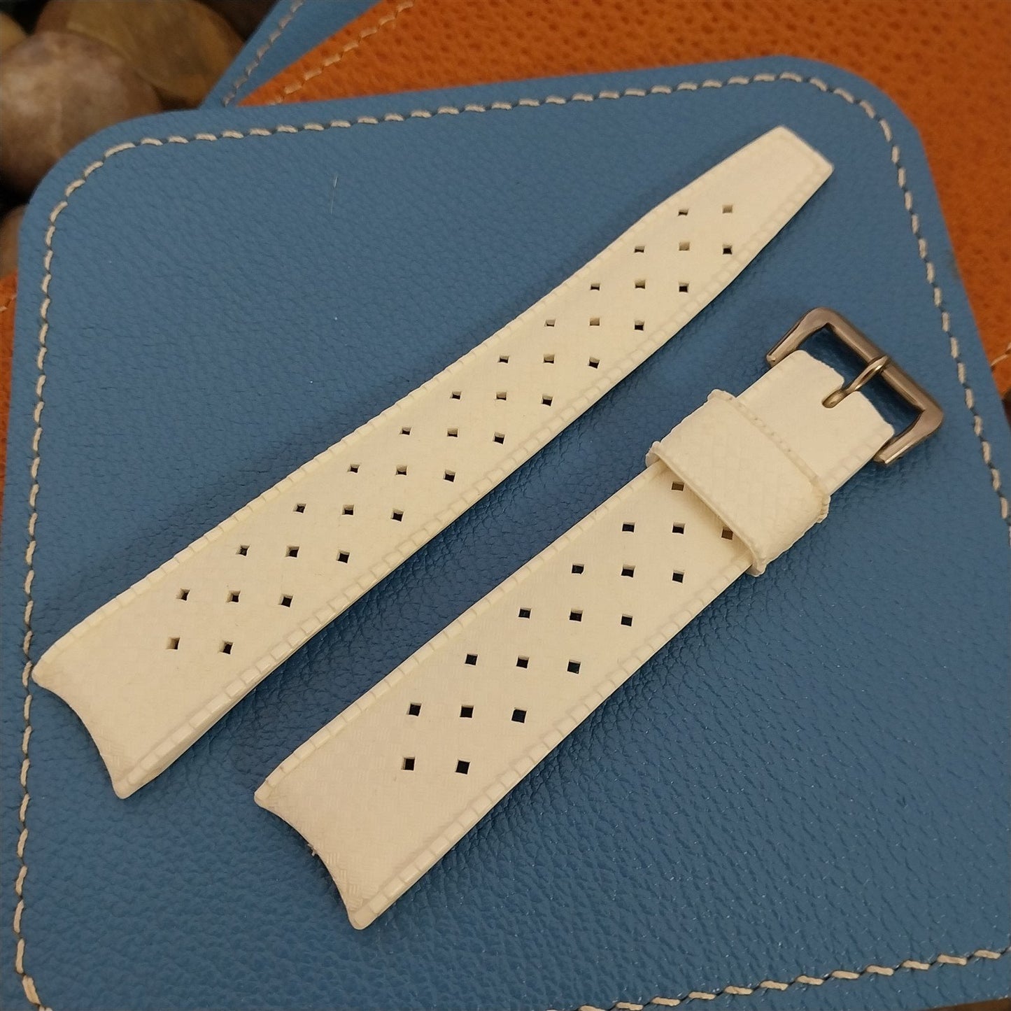 Long 19mm Tropic Swiss Diver White Skindiver Unused 1970s Vintage Watch Band