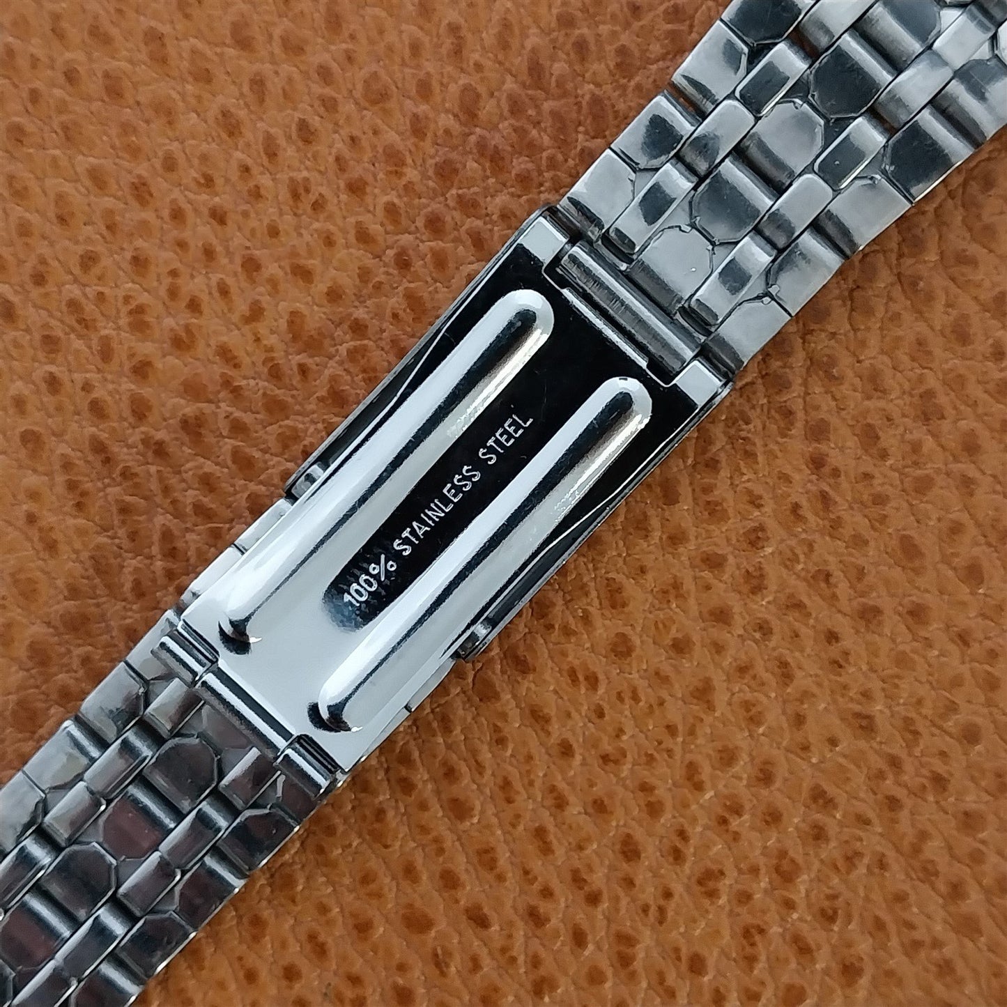 24mm Stainless Steel Coffin Link nos Unused 1970s Vintage Watch Band