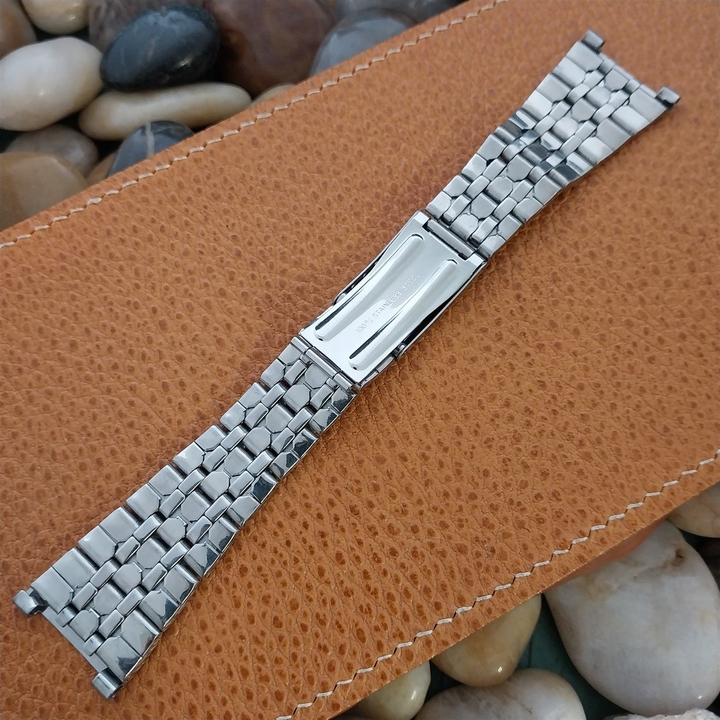 24mm Stainless Steel Coffin Link nos Unused 1970s Vintage Watch Band