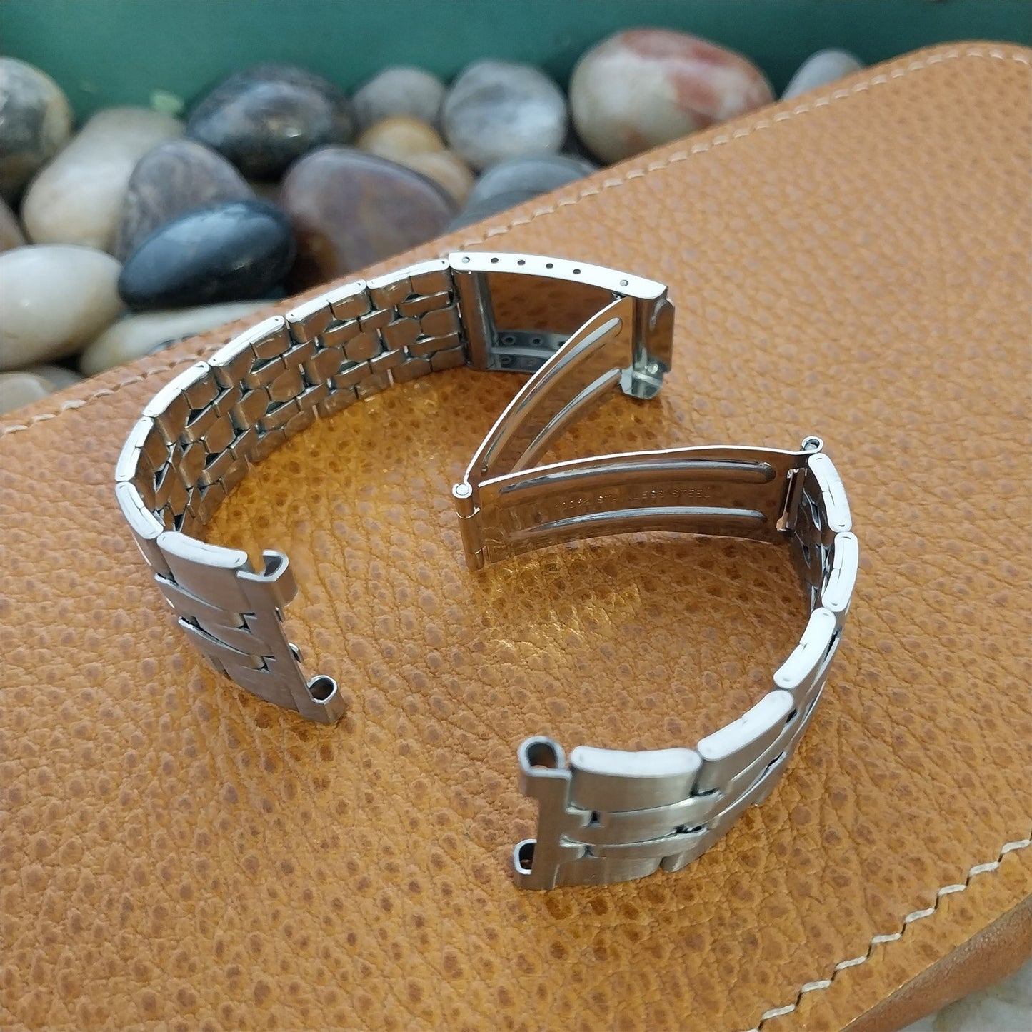 24mm Stainless Steel Coffin Link nos Unused 1970s Vintage Watch Band