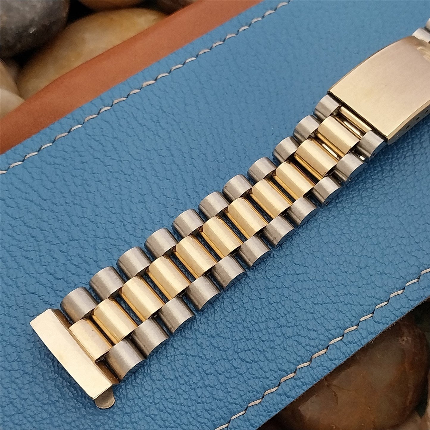 19mm Technos Gold-Filled & Stainless Steel Unused 1960s-70s Vintage Watch Band