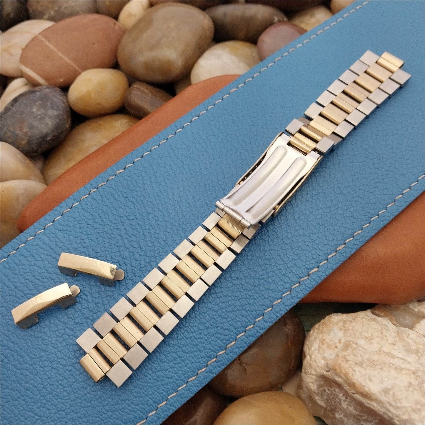 19mm Technos Gold-Filled & Stainless Steel Unused 1960s-70s Vintage Watch Band