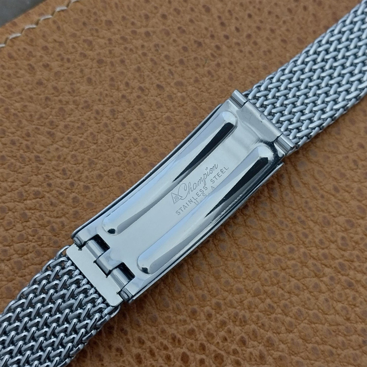 rare Long Stainless Steel Mesh 17.2mm JB Champion USA 60s Vintage Watch Band