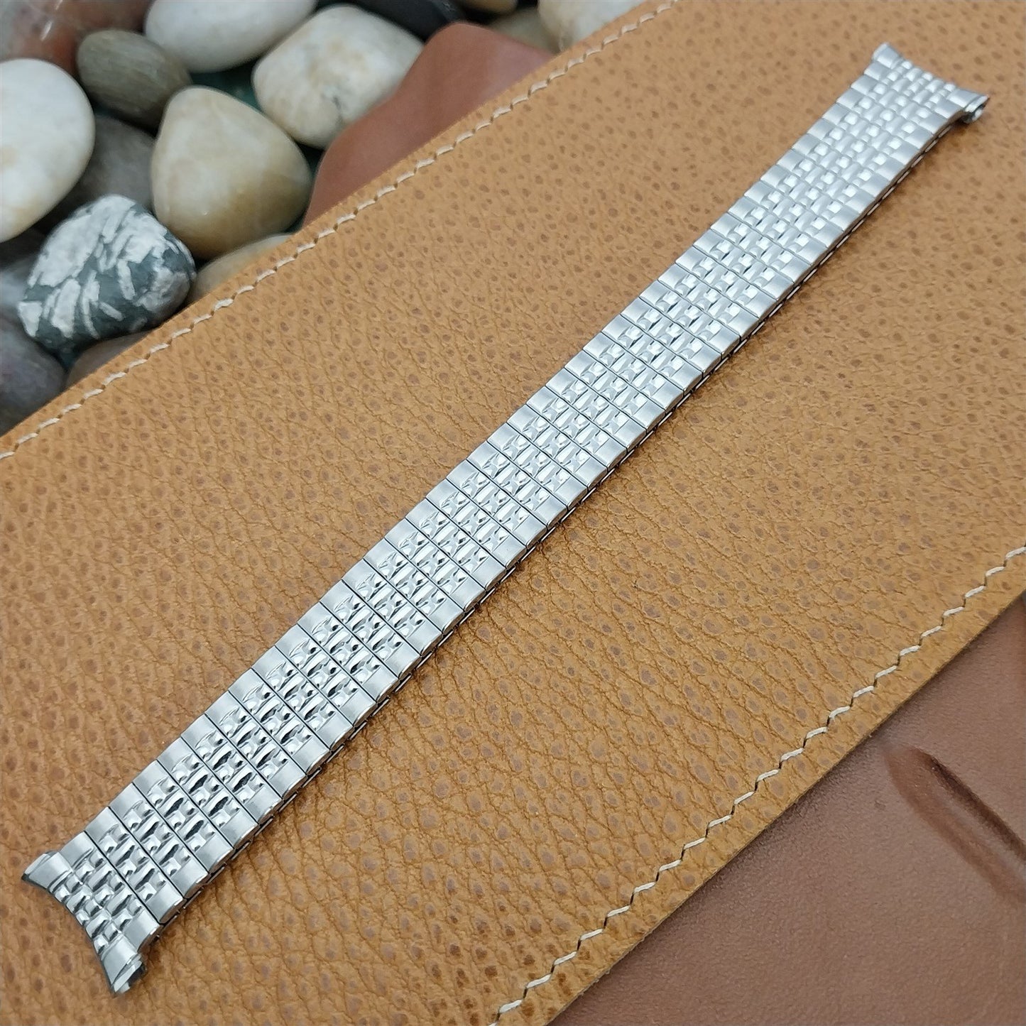 Beads of Rice Stainless Steel Speidel Tempest 1963 Long nos Vintage Watch Band