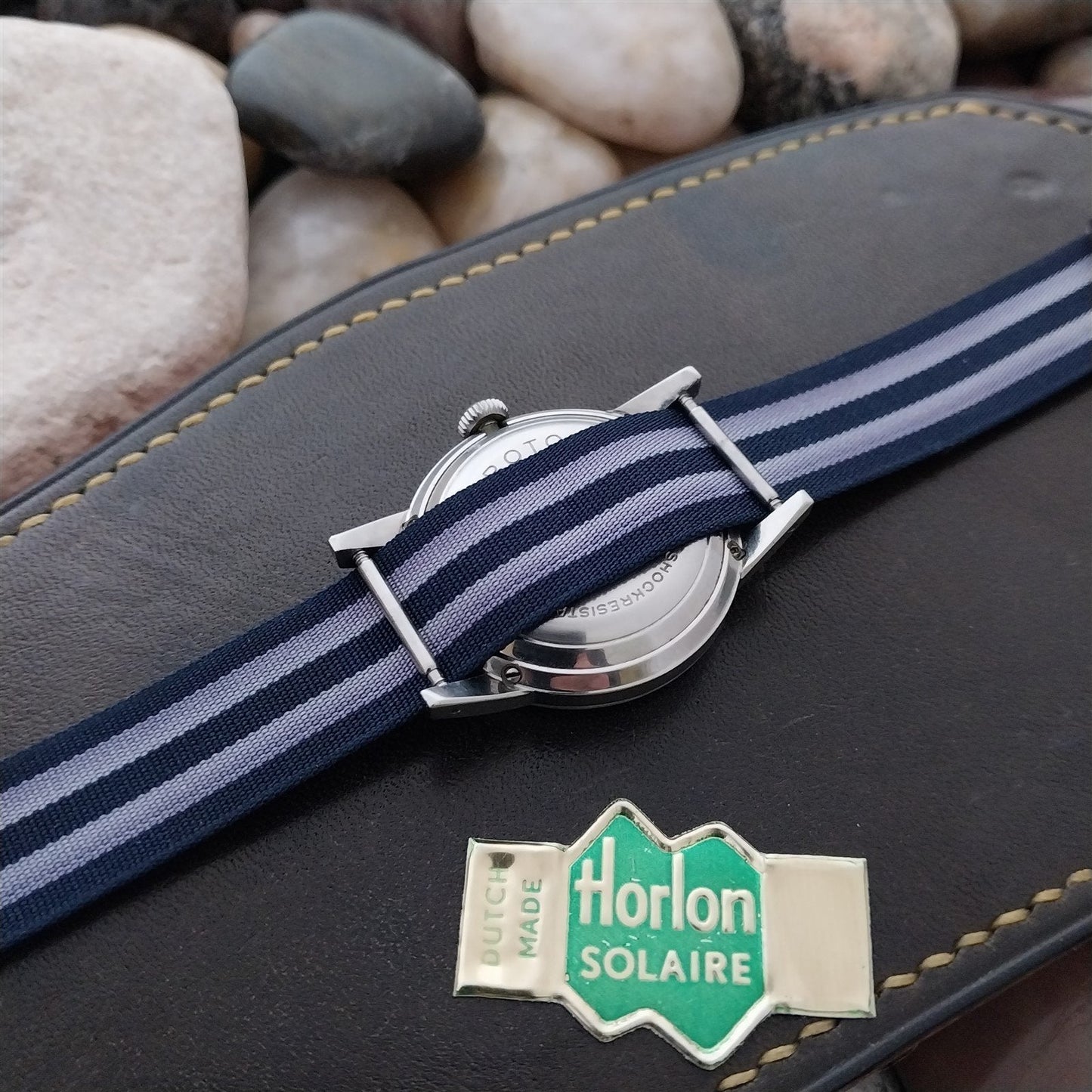 5/8" Striped Perlon Horlon Solaire Classic One-Piece Unused Vintage Watch Band