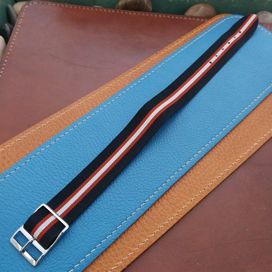 Vintage 18mm Striped Perlon Reversible Unused Classic Single Pass Watch Strap