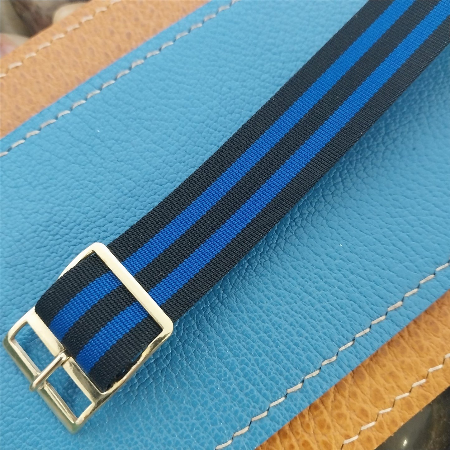 18mm Reversible Perlon 60s Vintage Watch Band NOS Regimental Soccer Club Futbol