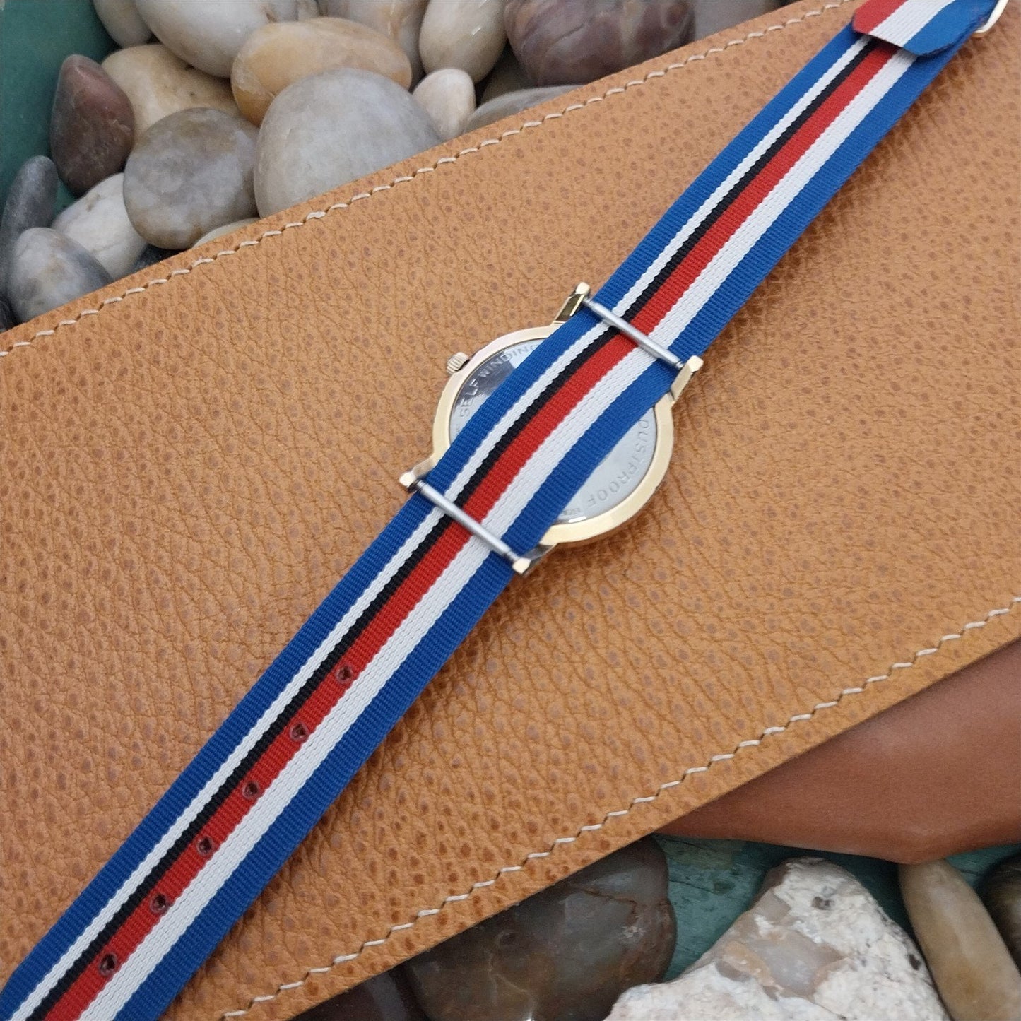 Vintage 18mm Striped Perlon Classic Reversible One-piece Unused 1960s Watch Band