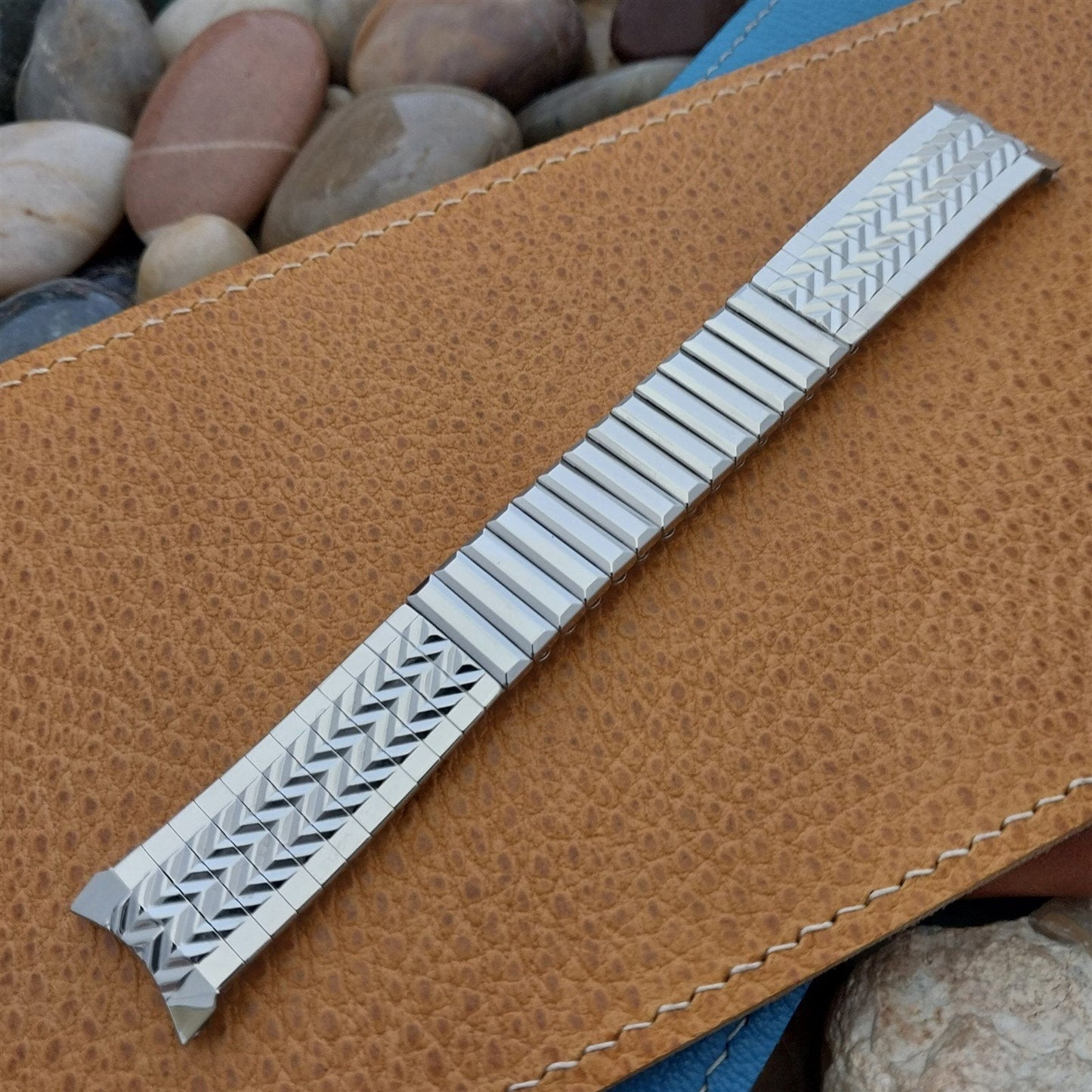 19mm Stainless Steel Herringbone Lenox nos 1960s Vintage Watch Band