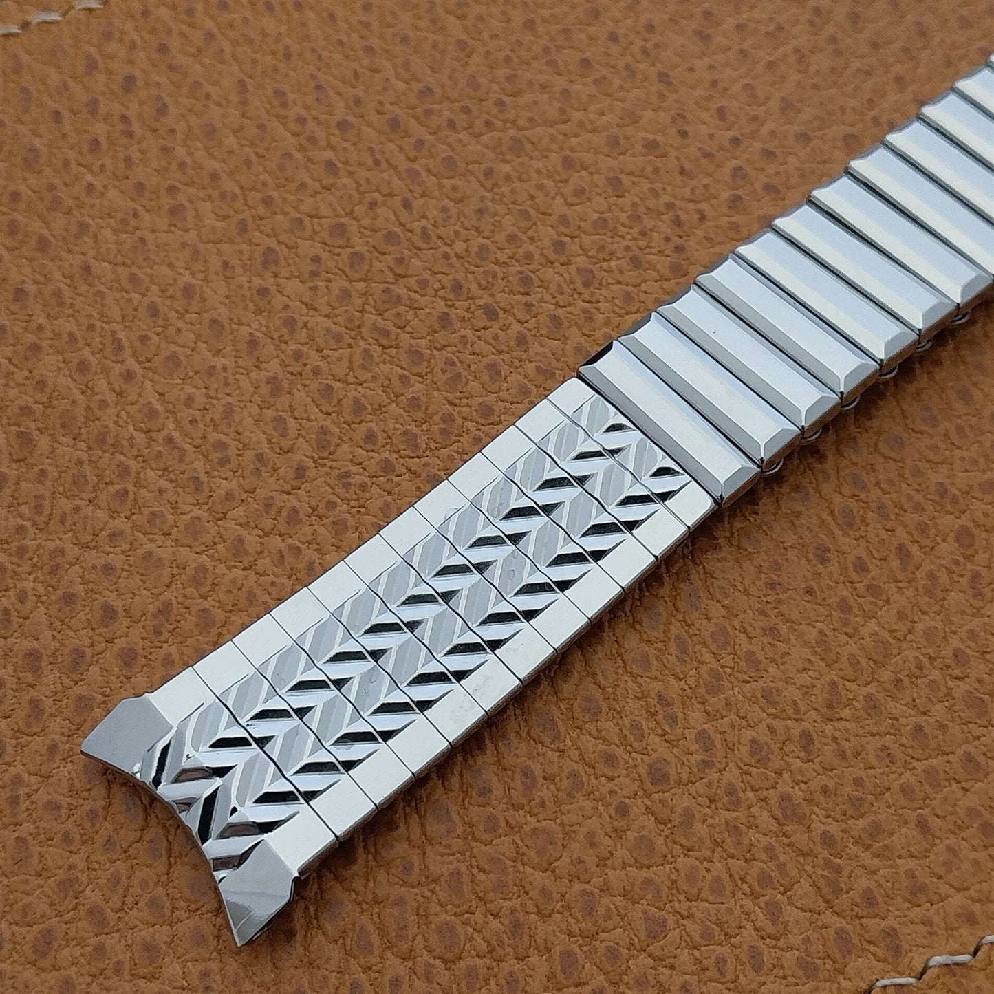 19mm Stainless Steel Herringbone Lenox nos 1960s Vintage Watch Band