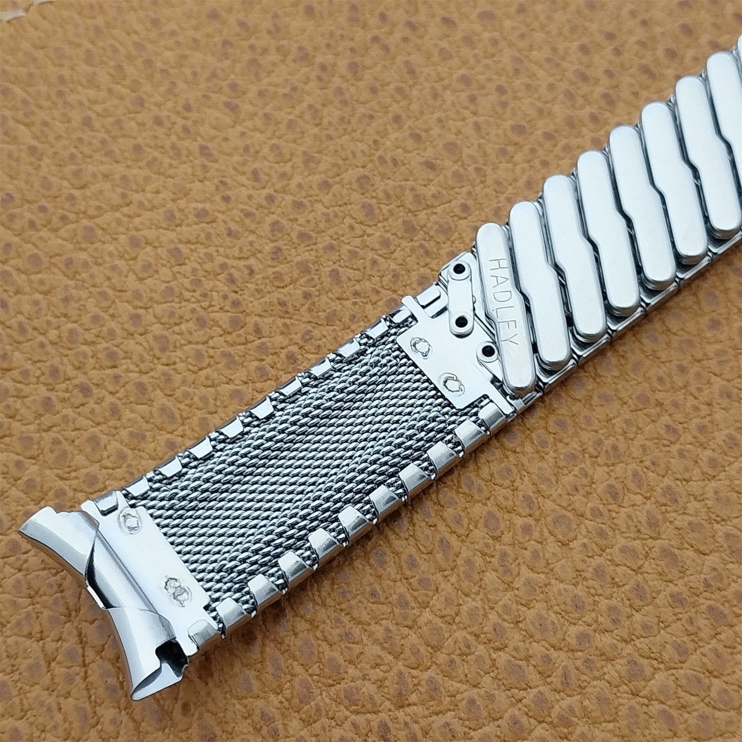 19mm Stainless Steel Herringbone Lenox nos 1960s Vintage Watch Band