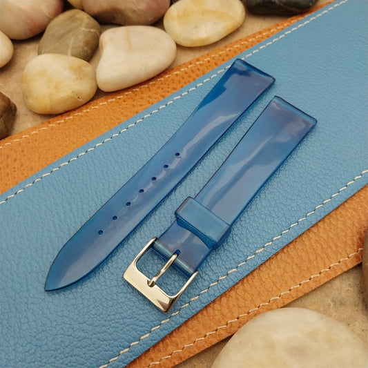 18mm 1960s Vintage SkinDiver See-Thru Blue Classic Tapered nos Unused Watch Band