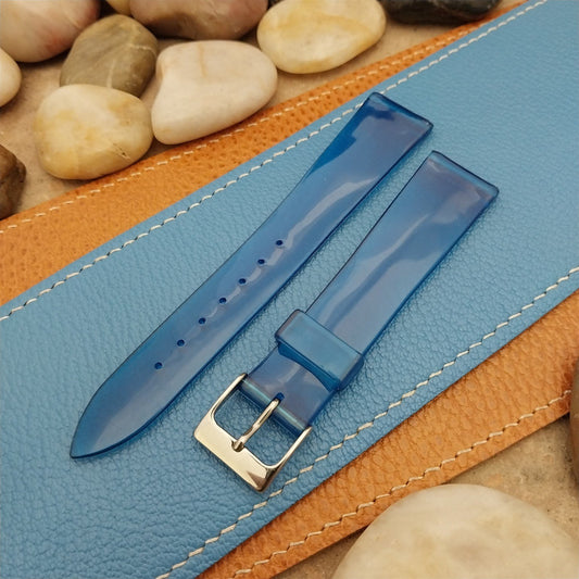 18mm 1960s Vintage SkinDiver See-Thru Blue Classic Tapered nos Unused Watch Band